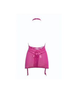Allure Savannah Sheer Mesh Garter Dress & Open Thong Hot Pink