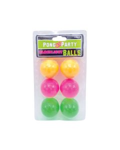 Black Light Pong Balls - Asst. Colors Pack of 6