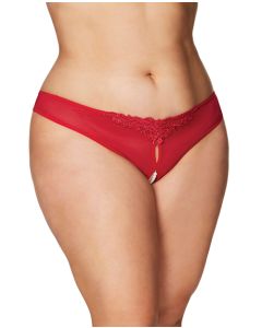 Crotchless Thong w/Pearls Red