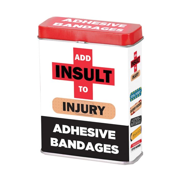 Add Insult to Injury Bandages w/Assorted Sayings - Box of 25 Display of 12