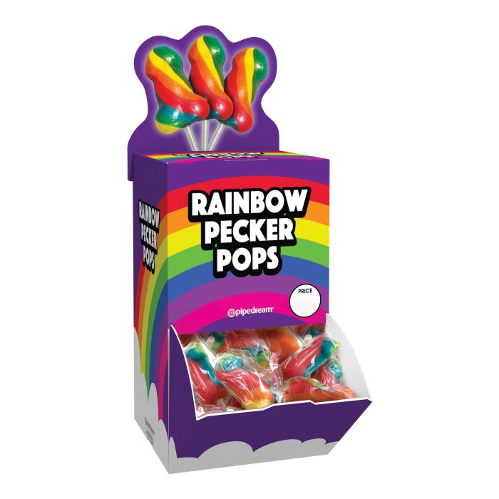 Rainbow Pecker Pops Display - Display of 72